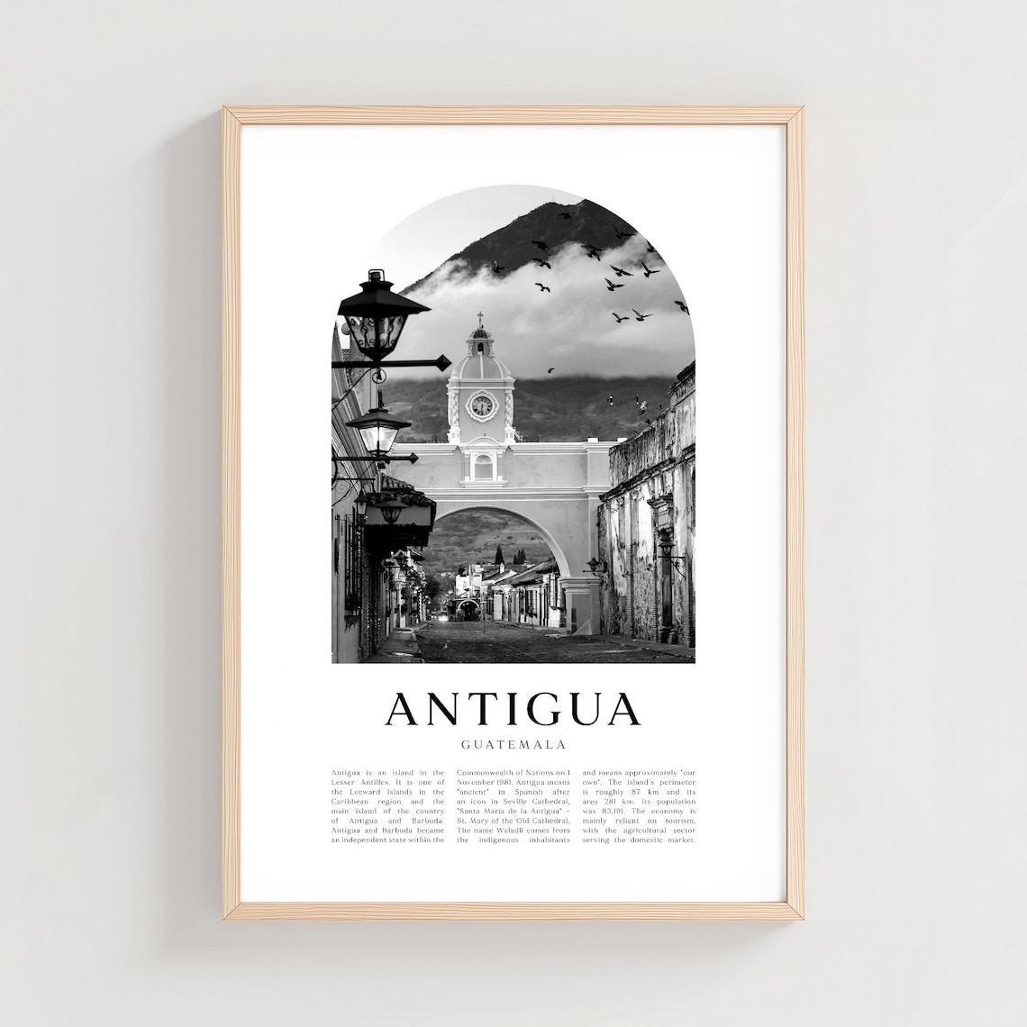 Antigua Guatemala Santa Catalina Arch Monochrome Photo Poster