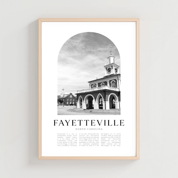 Fayetteville North Carolina Clock Tower Black and White Photo Poster