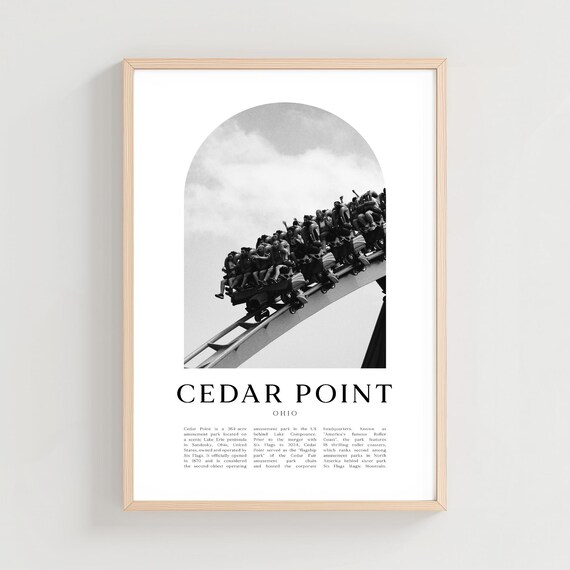 Cedar Point Ohio Roller Coaster Black and White Photo Poster
