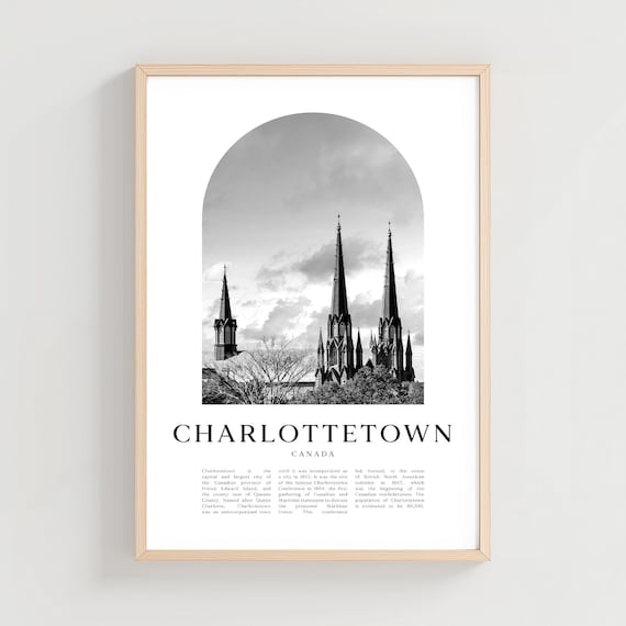 Charlottetown Canada Black and White Church Spires Photo Poster