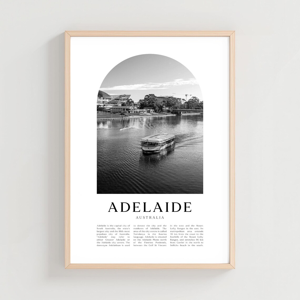 Adelaide River Cruise Boat Black and White Arch Travel Poster