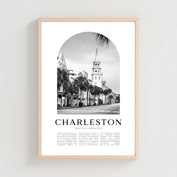 Charleston South Carolina Historic Street Steeple Photo Art Poster