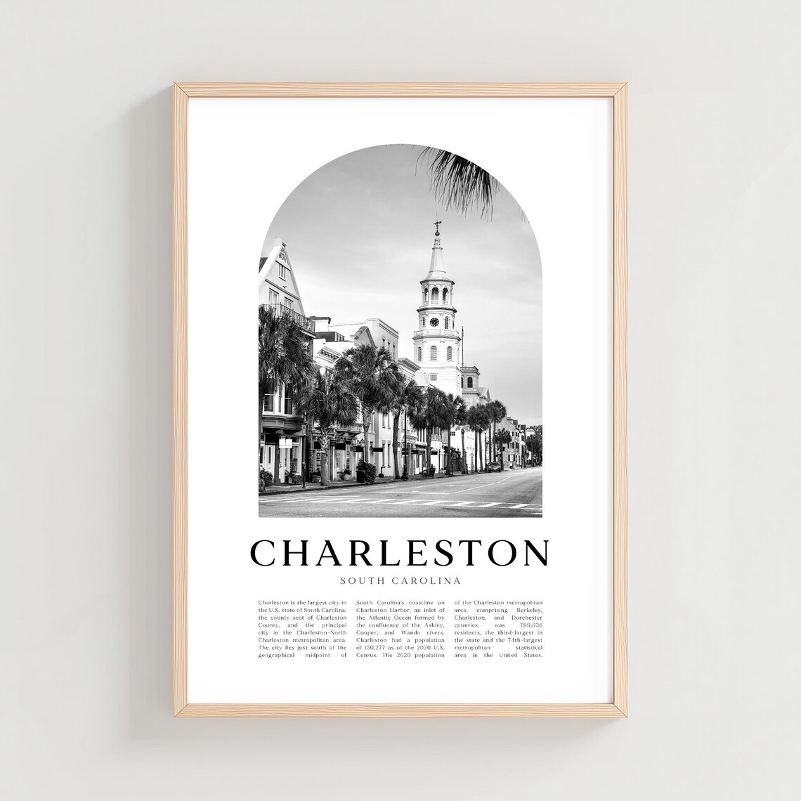 Charleston South Carolina Historic Street Steeple Photo Art Poster