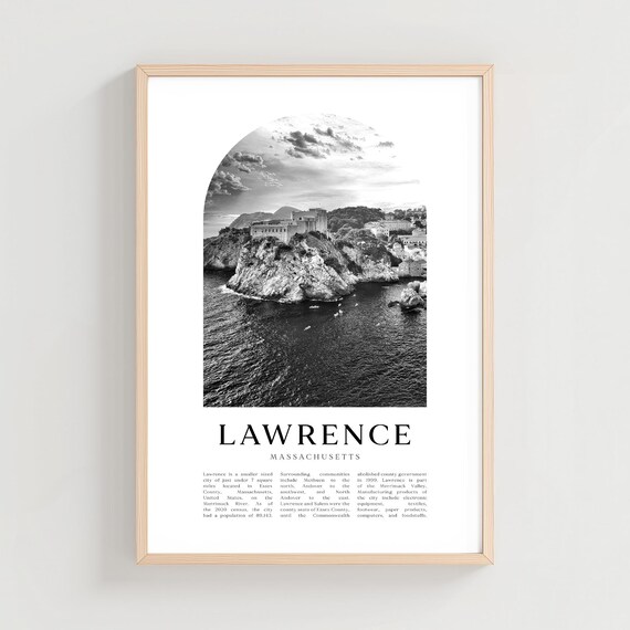 Lawrence Massachusetts Black and White Coastal Cliff Photo Poster