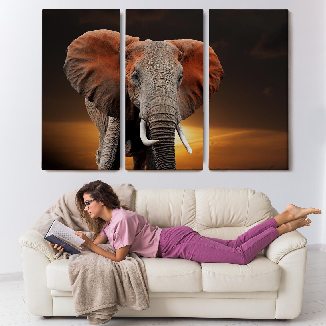 Majestic African Elephant Sunset Dramatic Safari Wildlife Photo Poster - Image 3