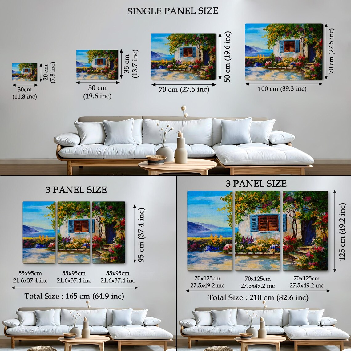 Mediterranean House Blue Shutters Flower Garden Sea View Summer Poster - Image 4