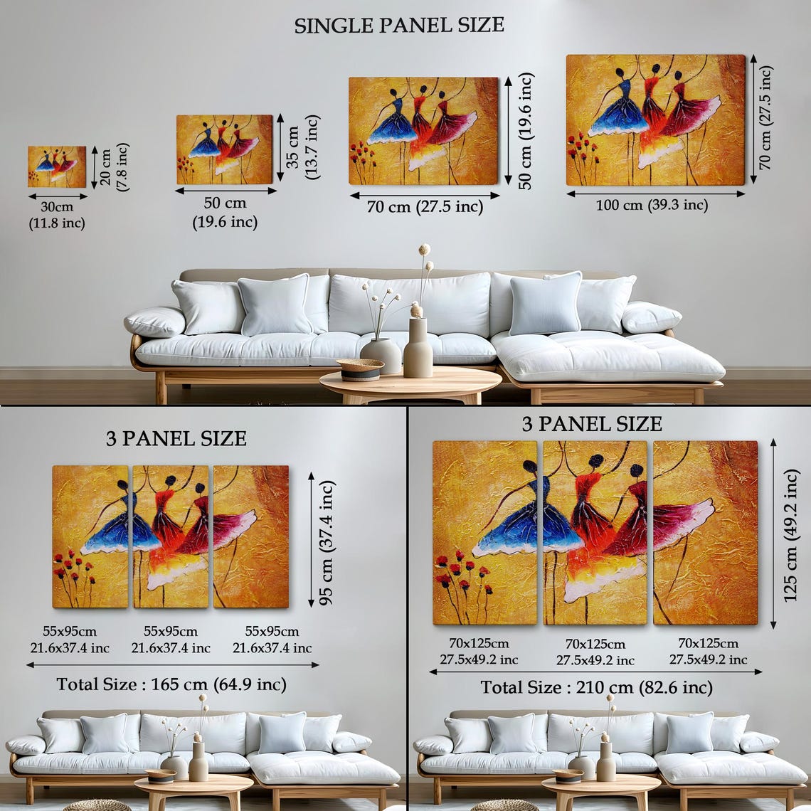 Three Dancing Figures Flowing Dresses Gold Textured Background Poster - Image 4