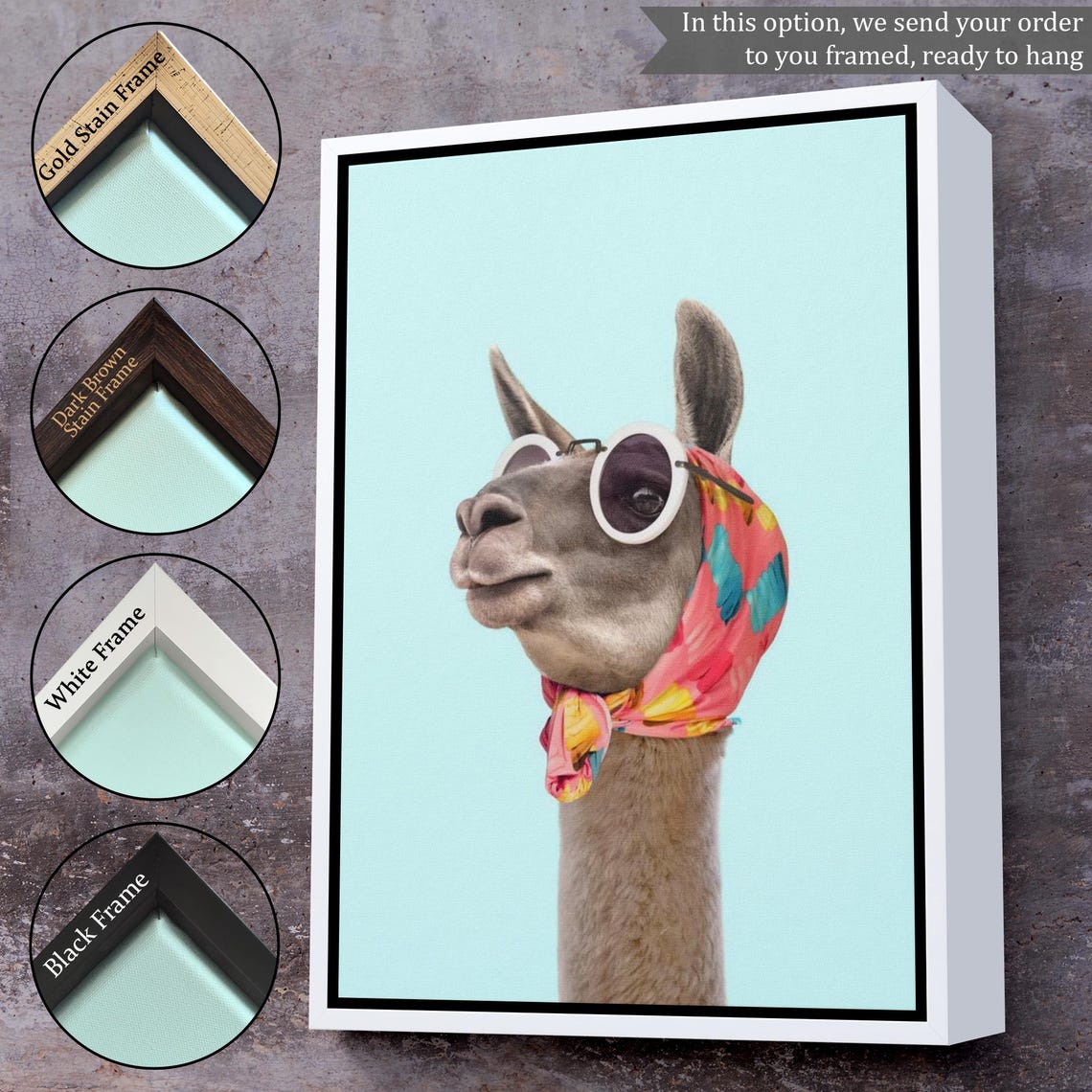 Stylish Llama With Sunglasses And Headscarf Fun Animal Wall Art - Image 3