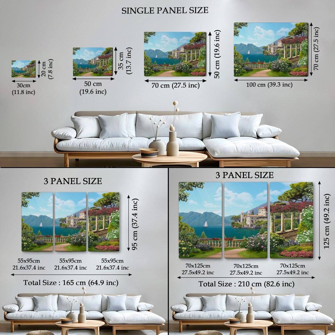 Italian Lakeside Villa Flower Garden Sailboat Lake View Travel Poster - Image 4