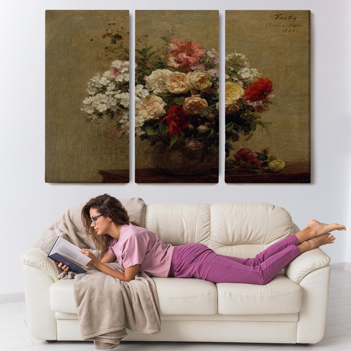 Vintage Floral Still Life Roses Dahlias 1880 Classic Bouquet Poster - Image 3