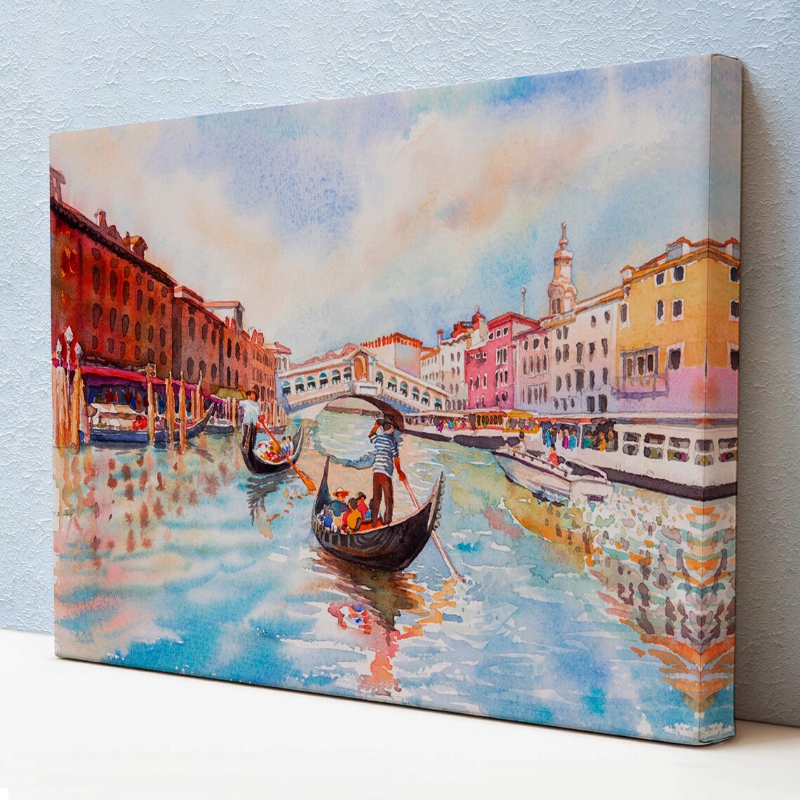 Venice Canal Gondolas Rialto Bridge Watercolor Italy Romantic Poster