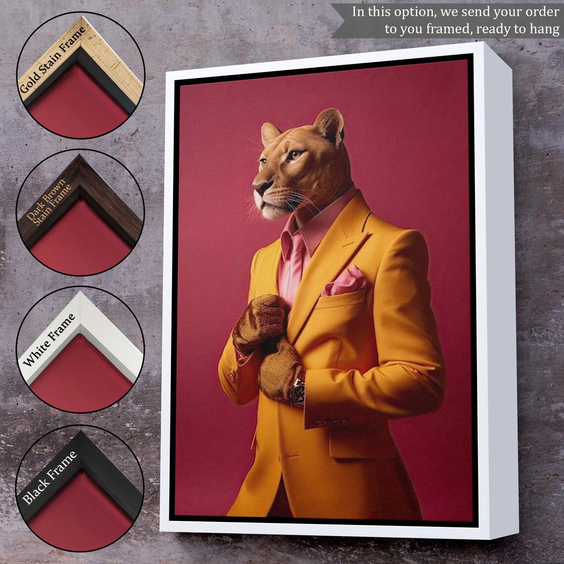Elegant Panther In Yellow Suit Chic Wild Animal Fashion Poster - Image 3