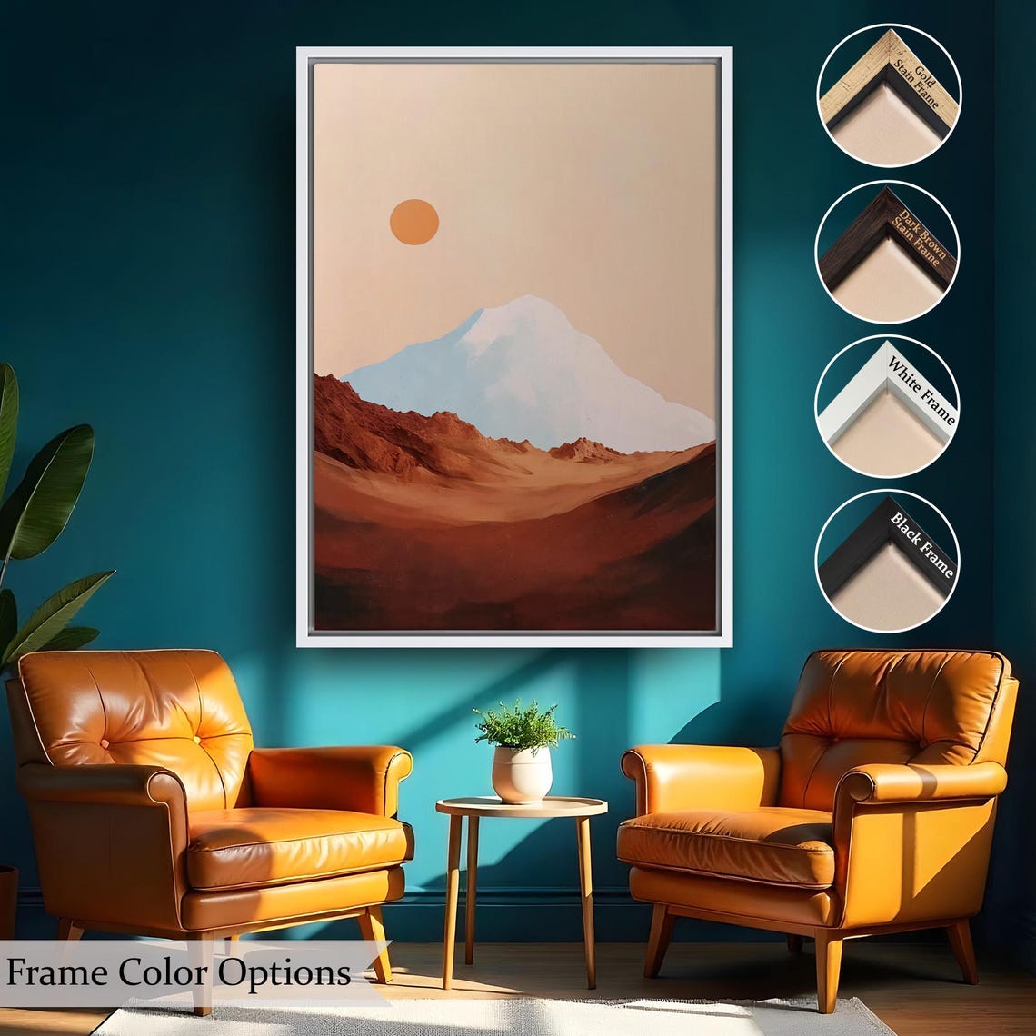 Abstract Sun Landscape Behind The Mountain Painting Nature Wall Decor Nature Wall Decor Landscape Wall Table - Image 2