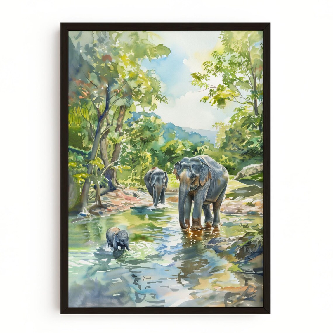 Elephant Sanctuary Thailand Art Print, Wildlife Safari