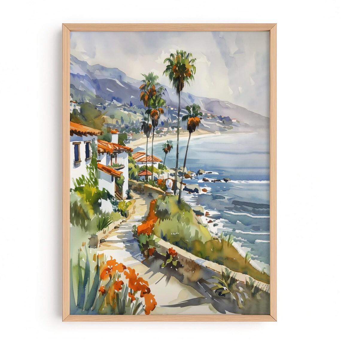 Santa Barbara Coastal Path Watercolor Art Print