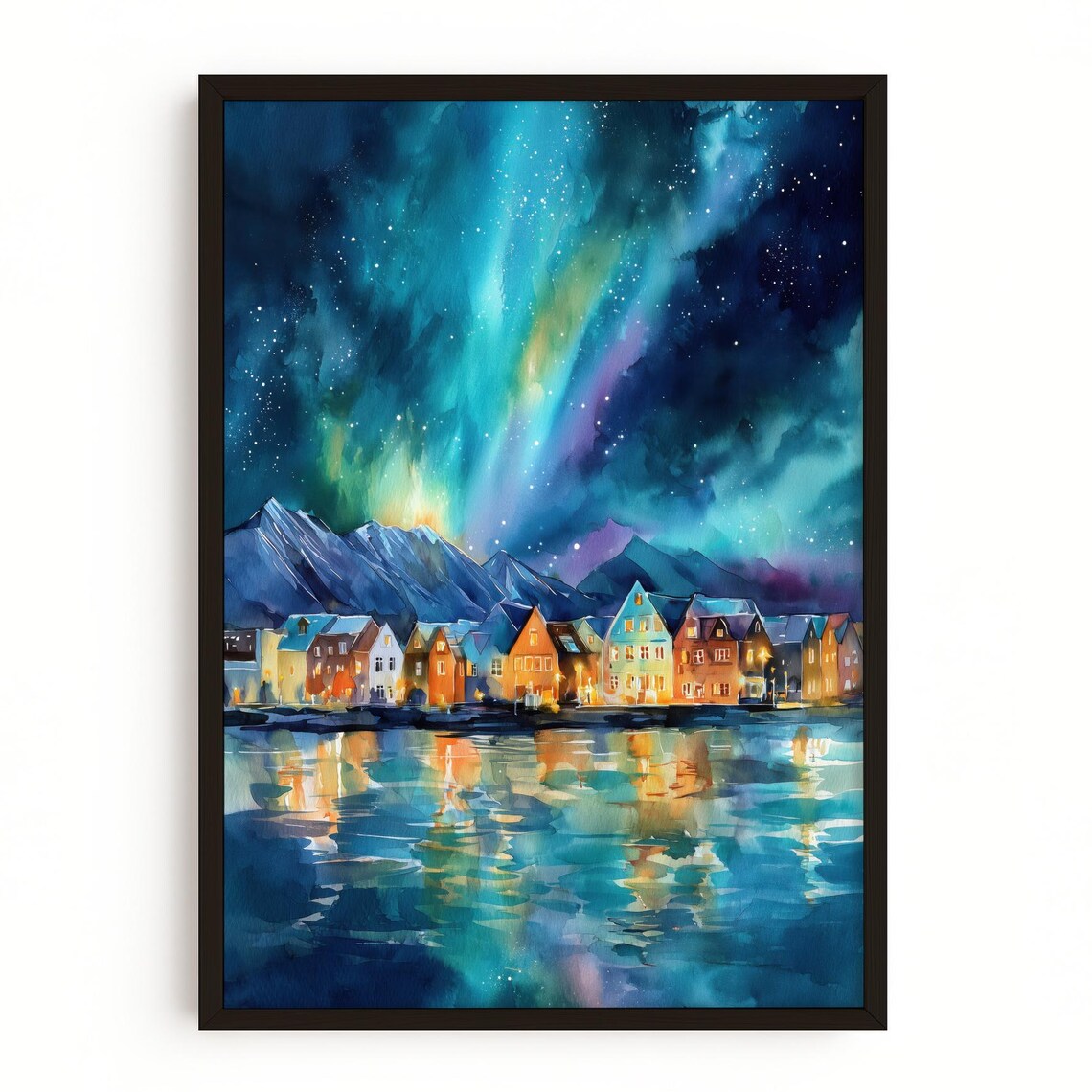 Troms Northern Lights Art Print, Arctic Landscape