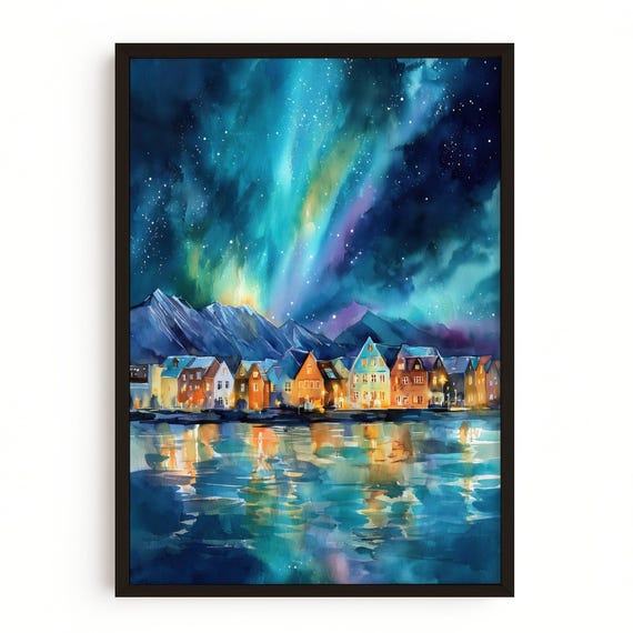 Troms Northern Lights Art Print, Arctic Landscape