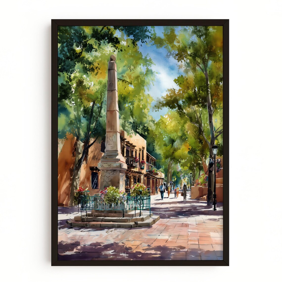 Santa Fe Historic Plaza Art Print, Southwest Landmark