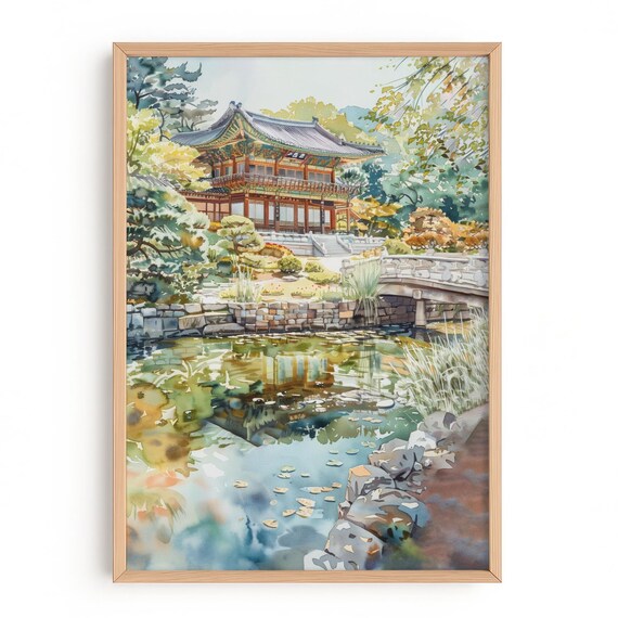 Seoul Palace Watercolor Print Korean Architecture Wall Art