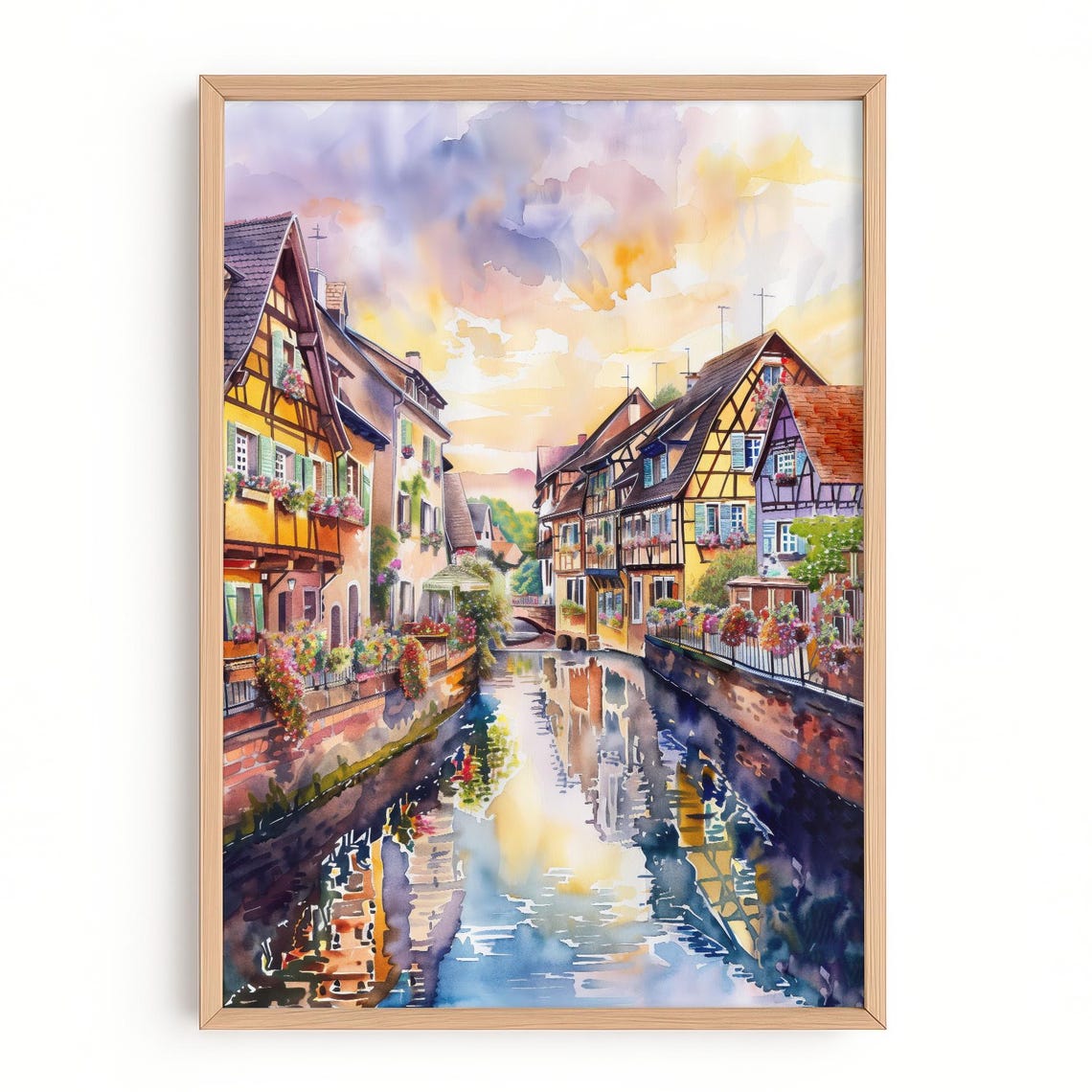 Colmar France Print Little Venice Wall Art Alsace Village Painting French Canal Artwork Halftimber Houses Decor