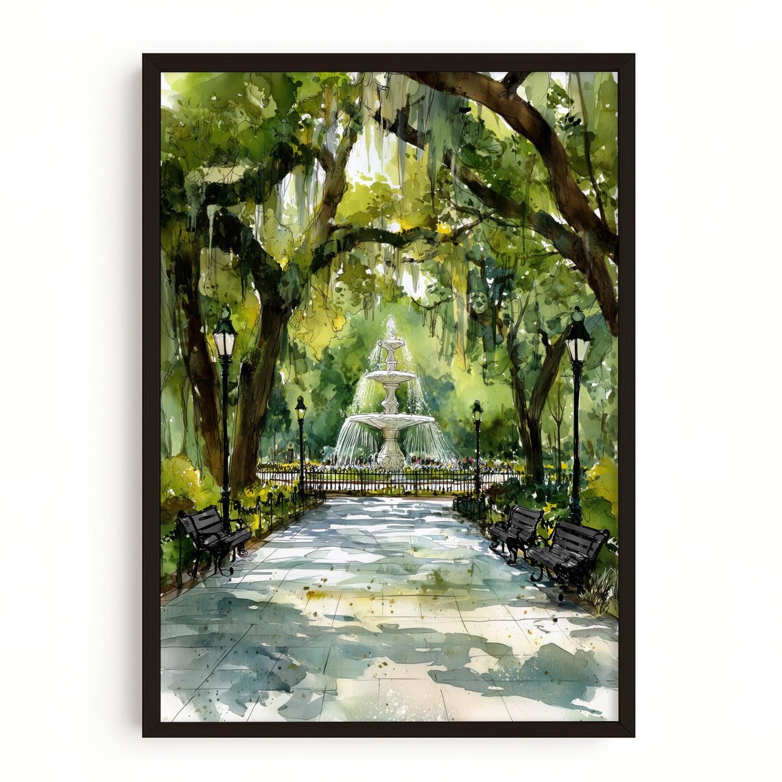 Forsyth Park Fountain, Savannah Georgia Travel Poster