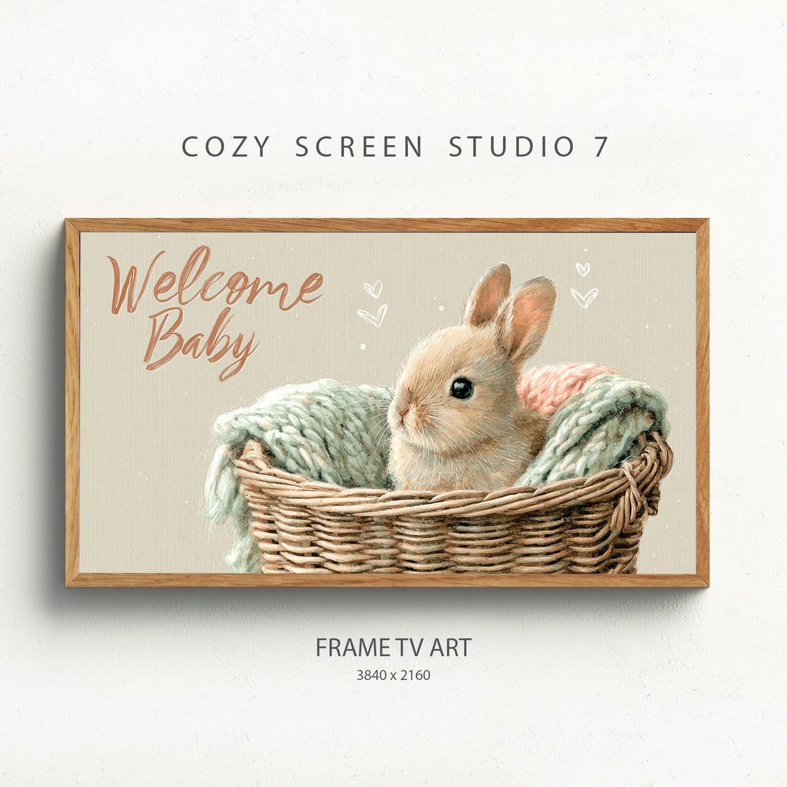 Welcome Baby Bunny Basket Sweet Little Nursery Wall Art Decor