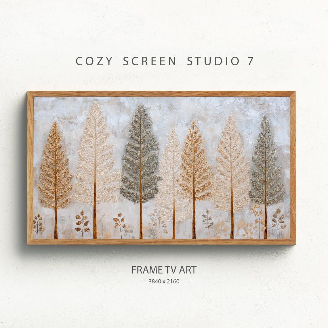 Pine Trees Frame Tv Art Farmhouse Christmas Decor