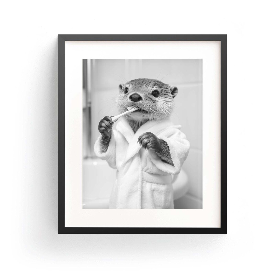 Baby Otter Bathrobe Bath Bathroom Humor Art Print