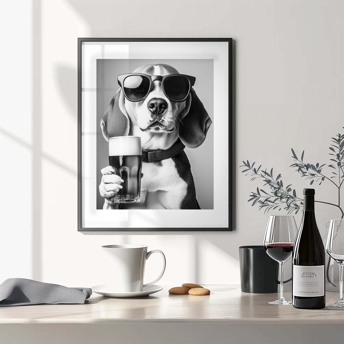 Cool Beagle In Dark Sunglasses With A Tall Frosty Beer Pint Poster - Image 3