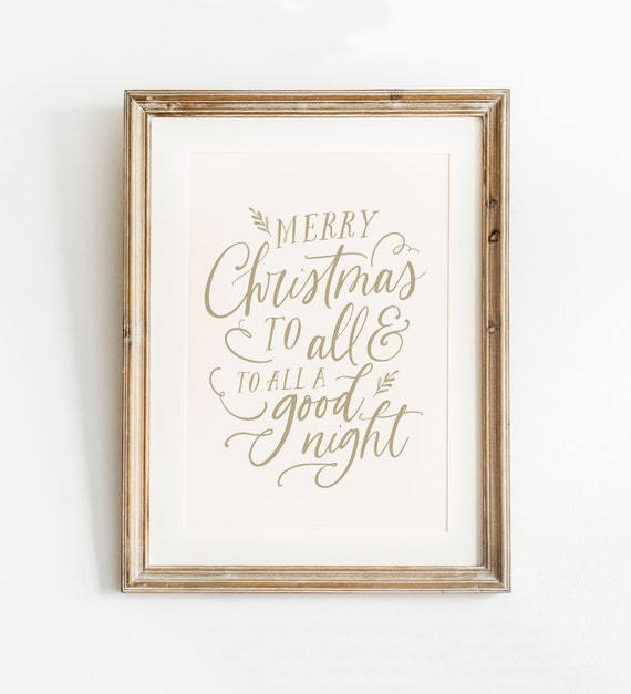 Calligraphy Christmas Print, Rustic Holiday Wall Art