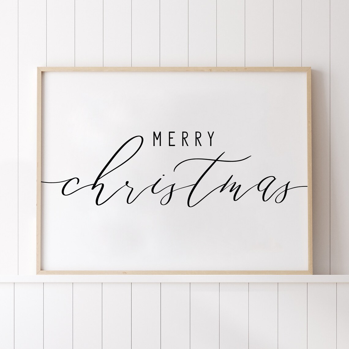 Modern Merry Christmas Print, Minimalist Holiday Sign