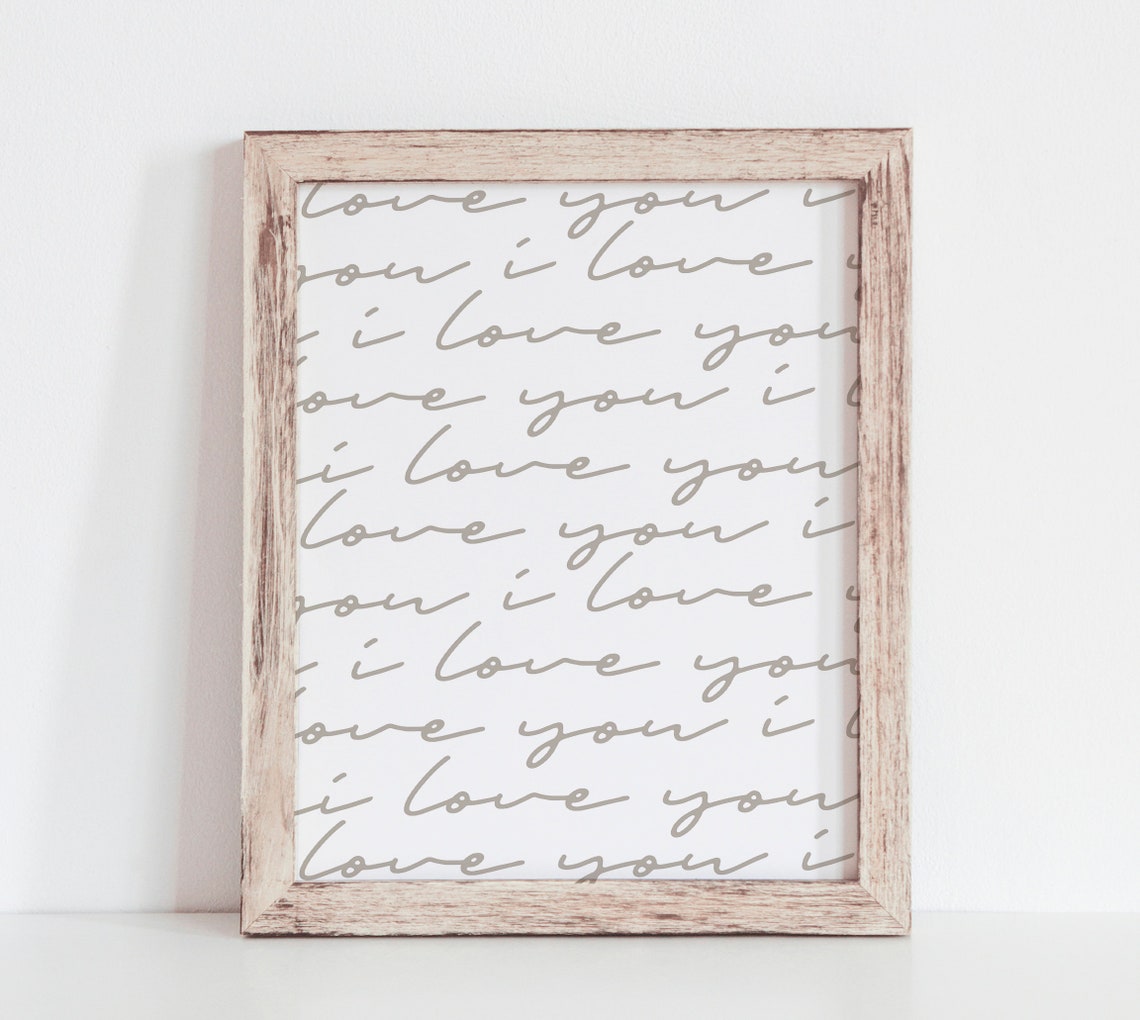 I Love You Script Pattern Calligraphy Nursery Wedding Wall Art Print - Image 2