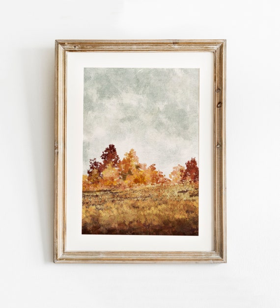 Fall Landscape Vintage Oil Painting Wall Art Print