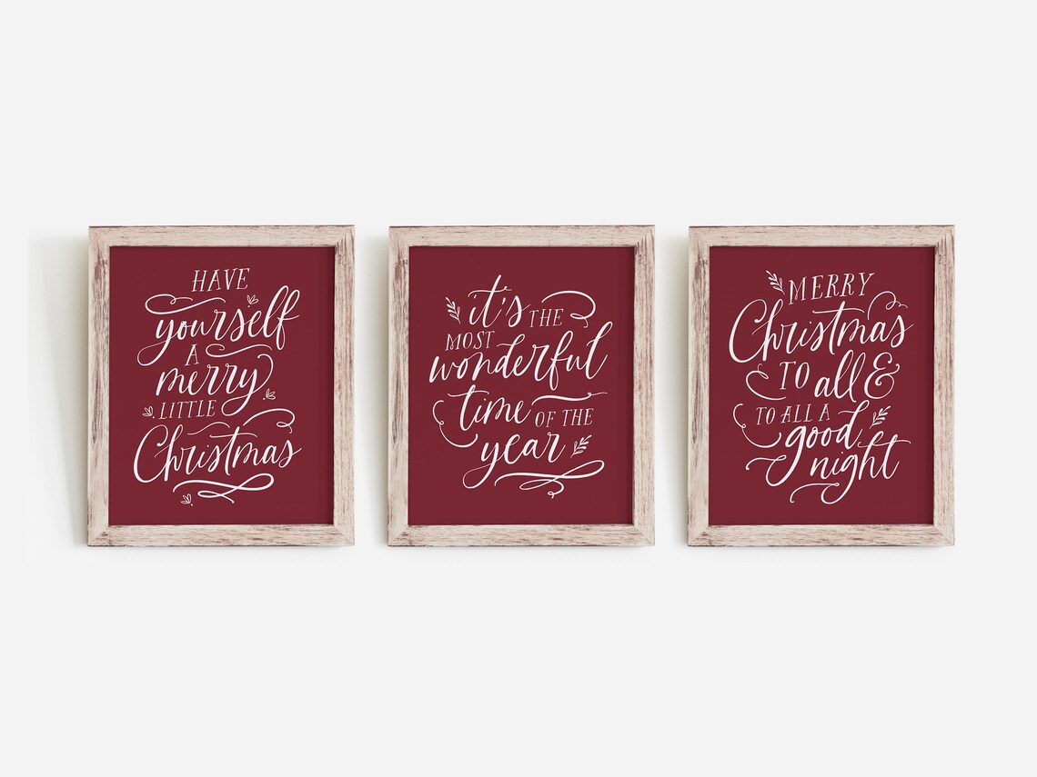Dark Red Merry Little Christmas Holiday Saying Print - Image 2