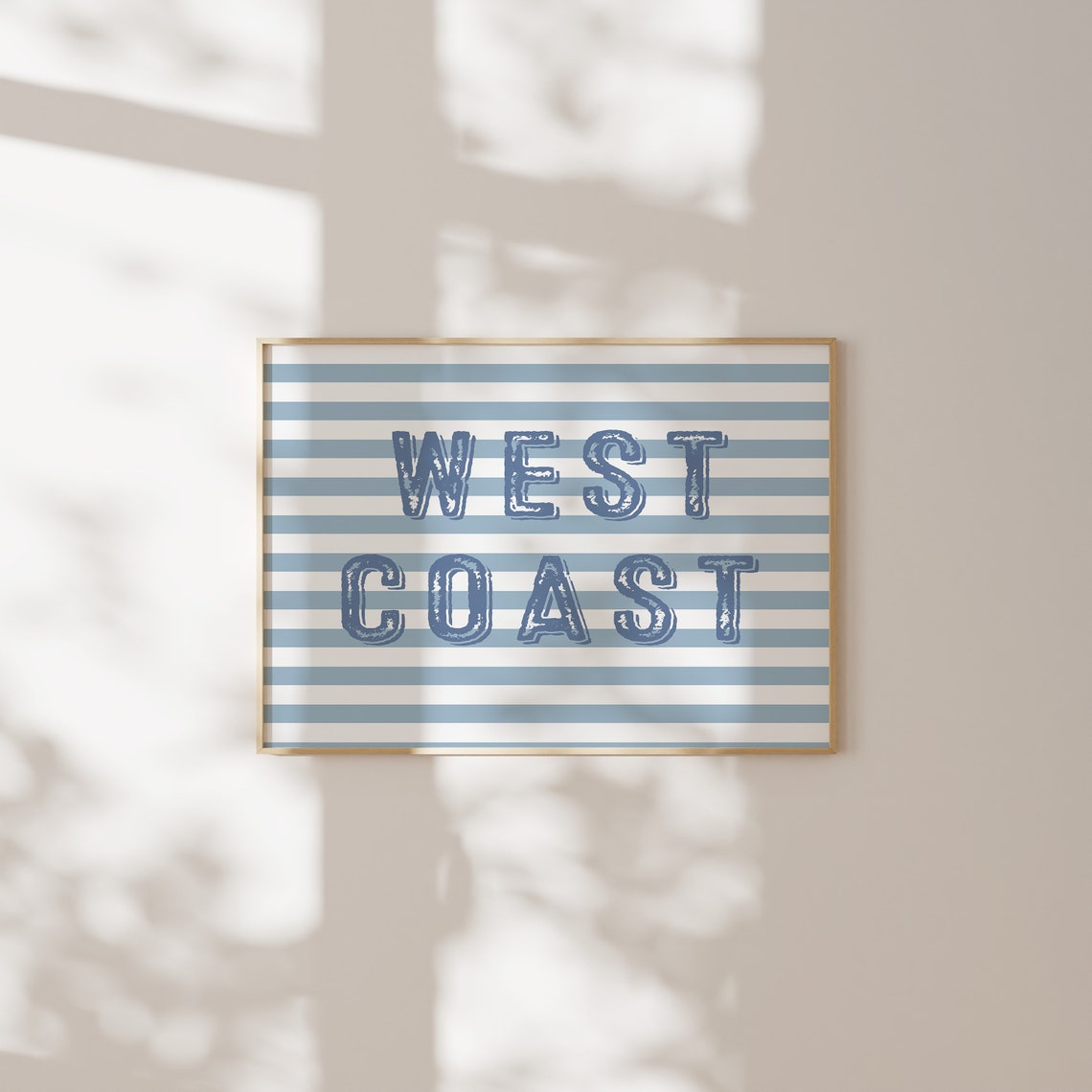 West Coast Blue Stripe Coastal Typography Decor Beach Poster - Image 2