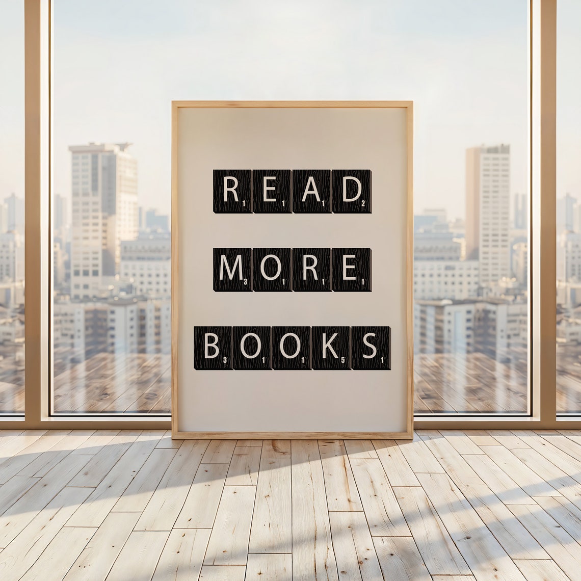 Read More Books White Scrabble Tile Letters Minimal Reading Poster - Image 2