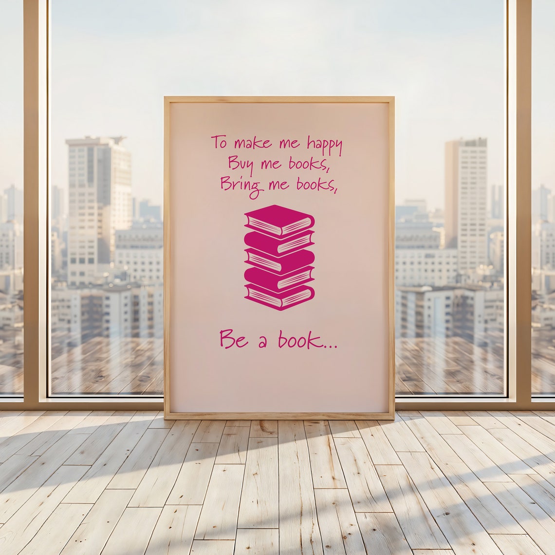 To Make Me Happy Buy Me Books Funny Reader Pink Book Stack Poster - Image 3