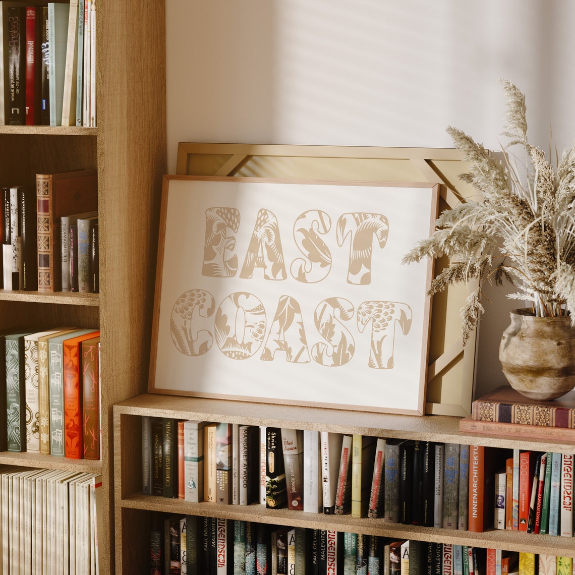 East Coast Beige Paisley Patterned Letters Minimalist Decor Poster - Image 3