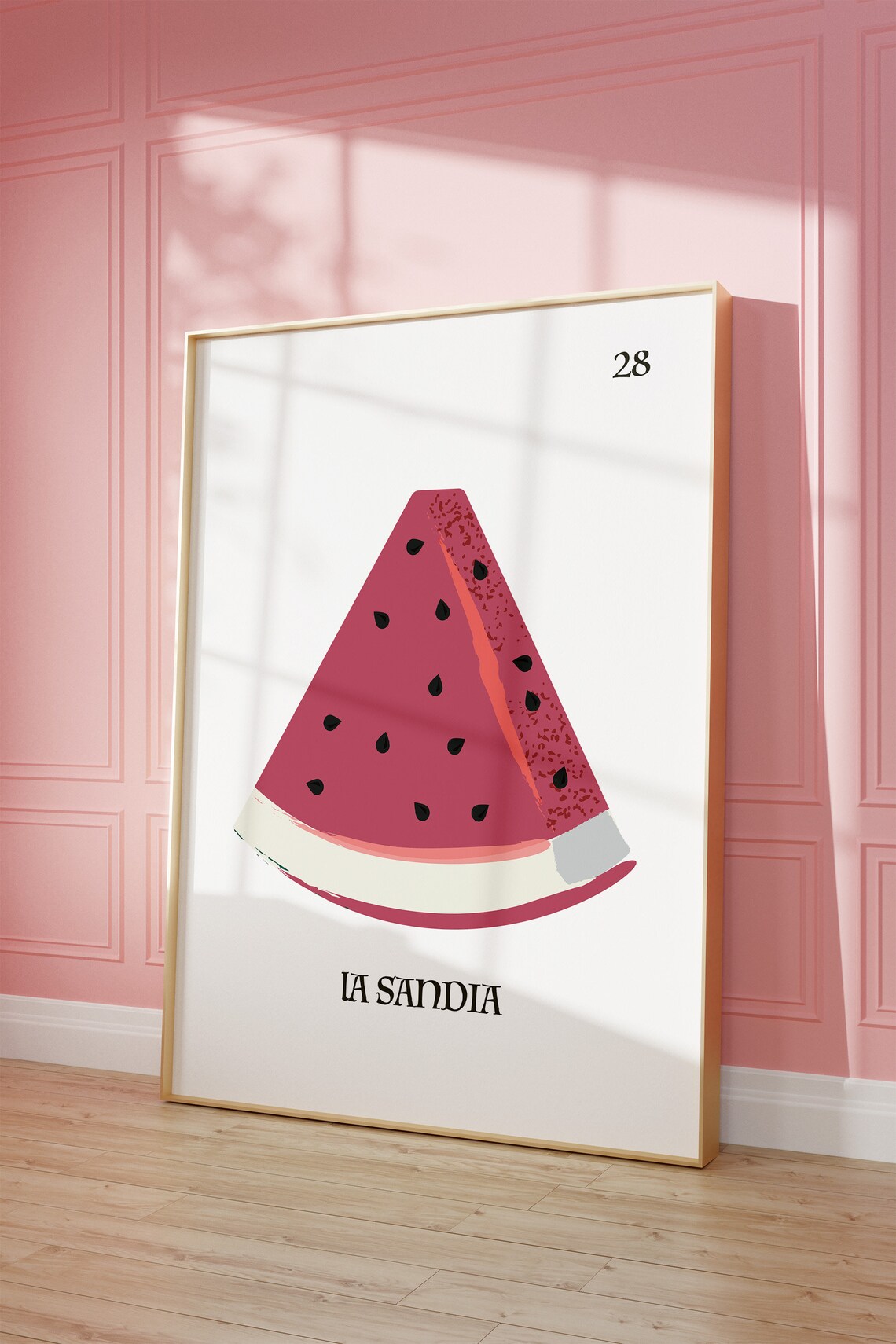 La Sandia Mexican Loteria Card Watermelon Slice Retro Art Poster - Image 3
