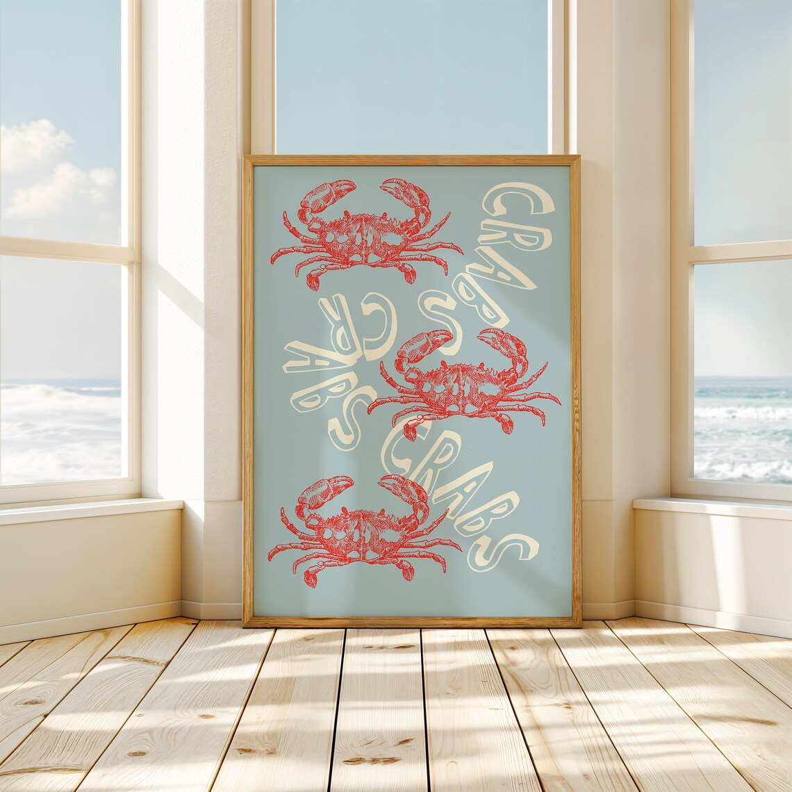 Crab Poster Blue And Red Print - Image 3