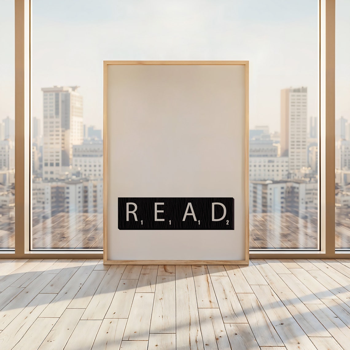 Read Word Game Letter Tiles White Minimalist Modern Book Poster - Image 2