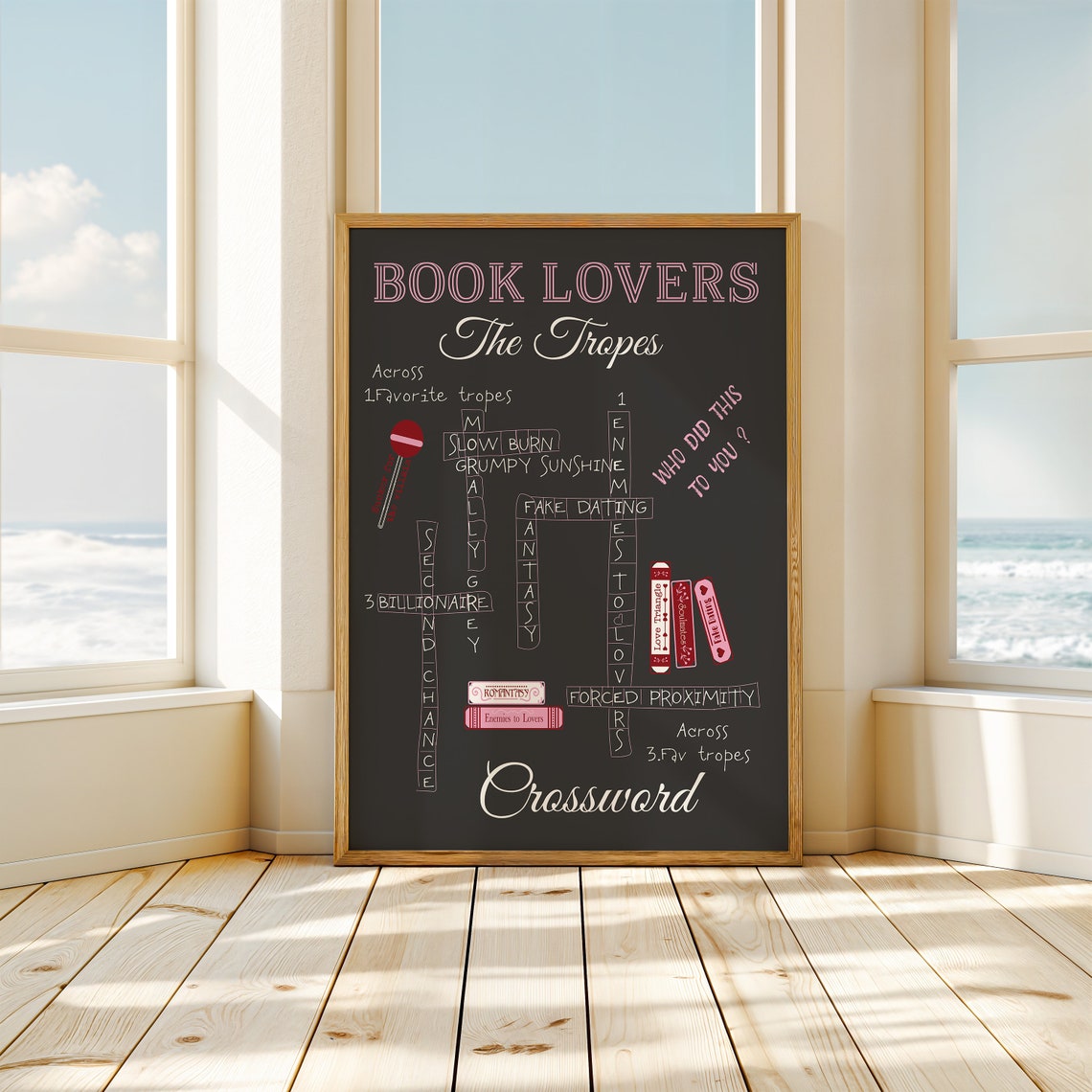 Book Lovers The Tropes Romance Crossword Game Bookish Poster - Image 3