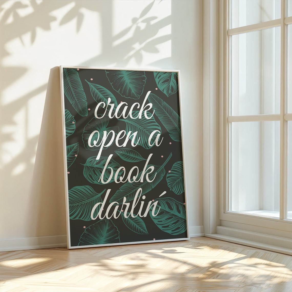 Crack Open a Book Darlin Leafy Script Reading Decor Gift Poster - Image 2