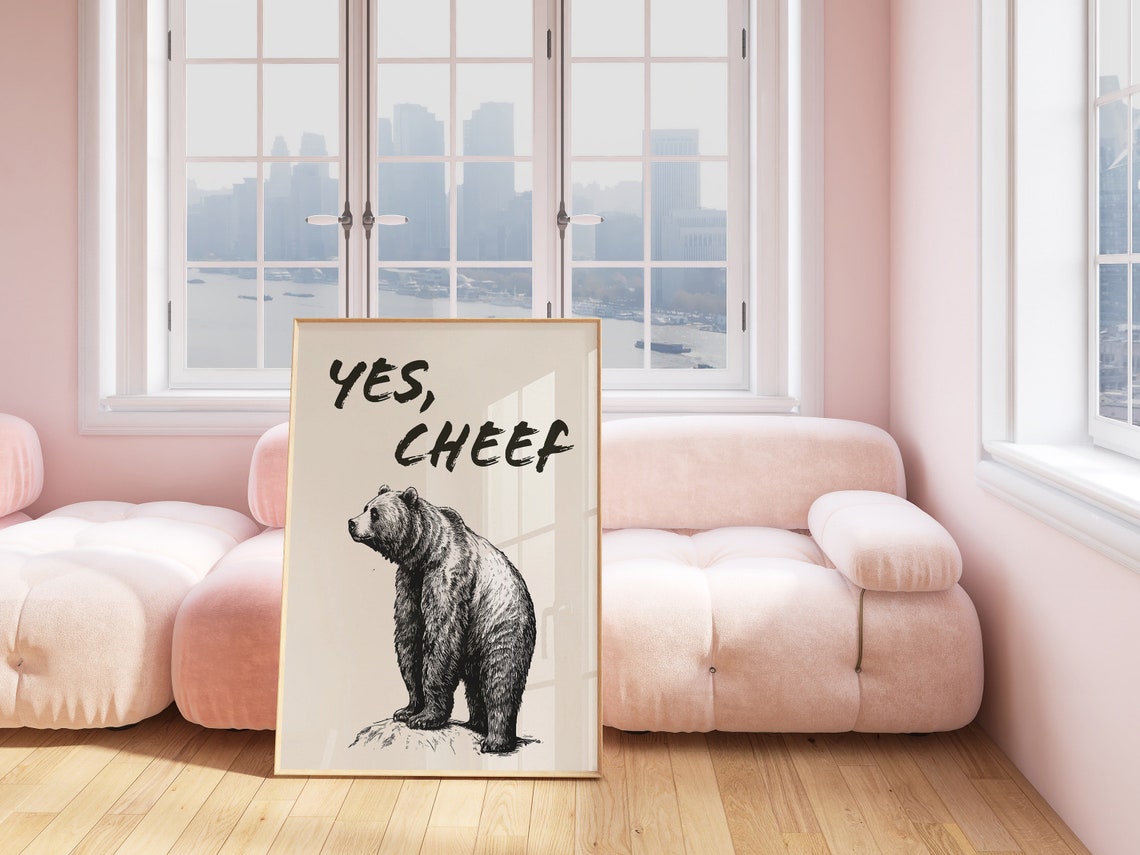 Funny Yes Cheef Bear Sketch Kitchen Humor Wild Animal Art Poster - Image 2
