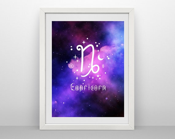 Capricorn Zodiac Wall Art Zodiac Gifts Capricorn Illustration Astrology Poster Star Sign Prints Instant Art