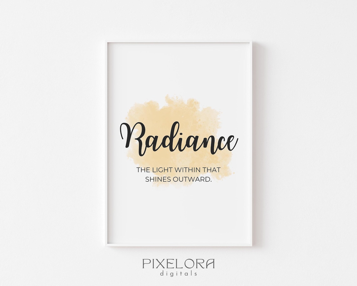 Radiance Definition Script Quote Soft Tan Watercolor Motivational Poster