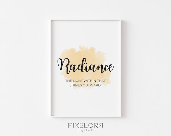 Radiance Definition Script Quote Soft Tan Watercolor Motivational Poster