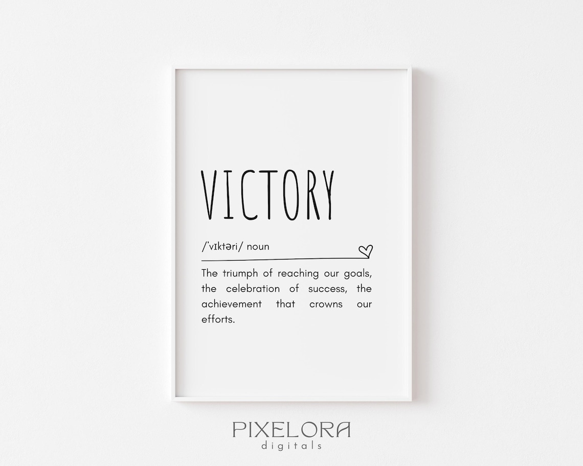 Victory Definition Minimalist Inspirational Quote Wall Art With Heart Accent