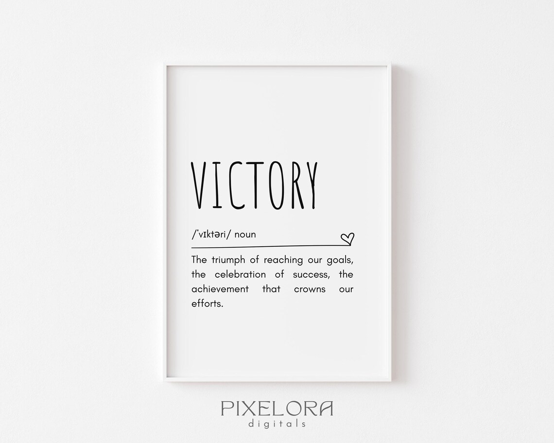 Victory Definition Wall Art Inspirational Quote Motivational Poster Personal Growth Office Decor