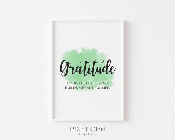 Gratitude Definition Inspirational Quote Poster Motivational Wall Art Personal Growth Office Decor
